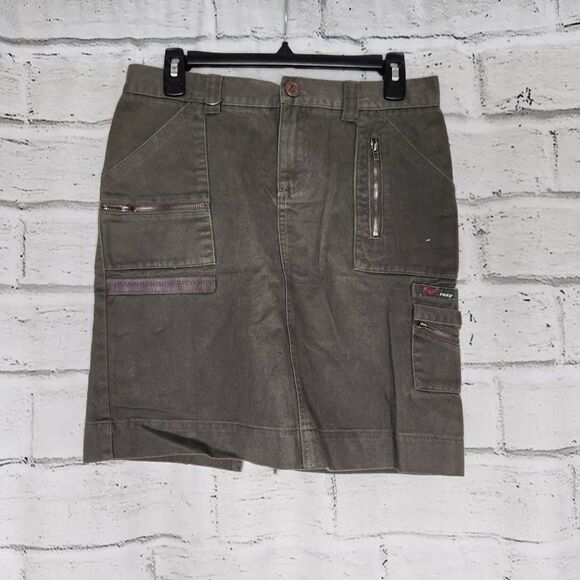 Roxy 100% Cotton Utility Cargo Back Mini Skirt Army Green Size 3 100% Cotton - Picture 1 of 9